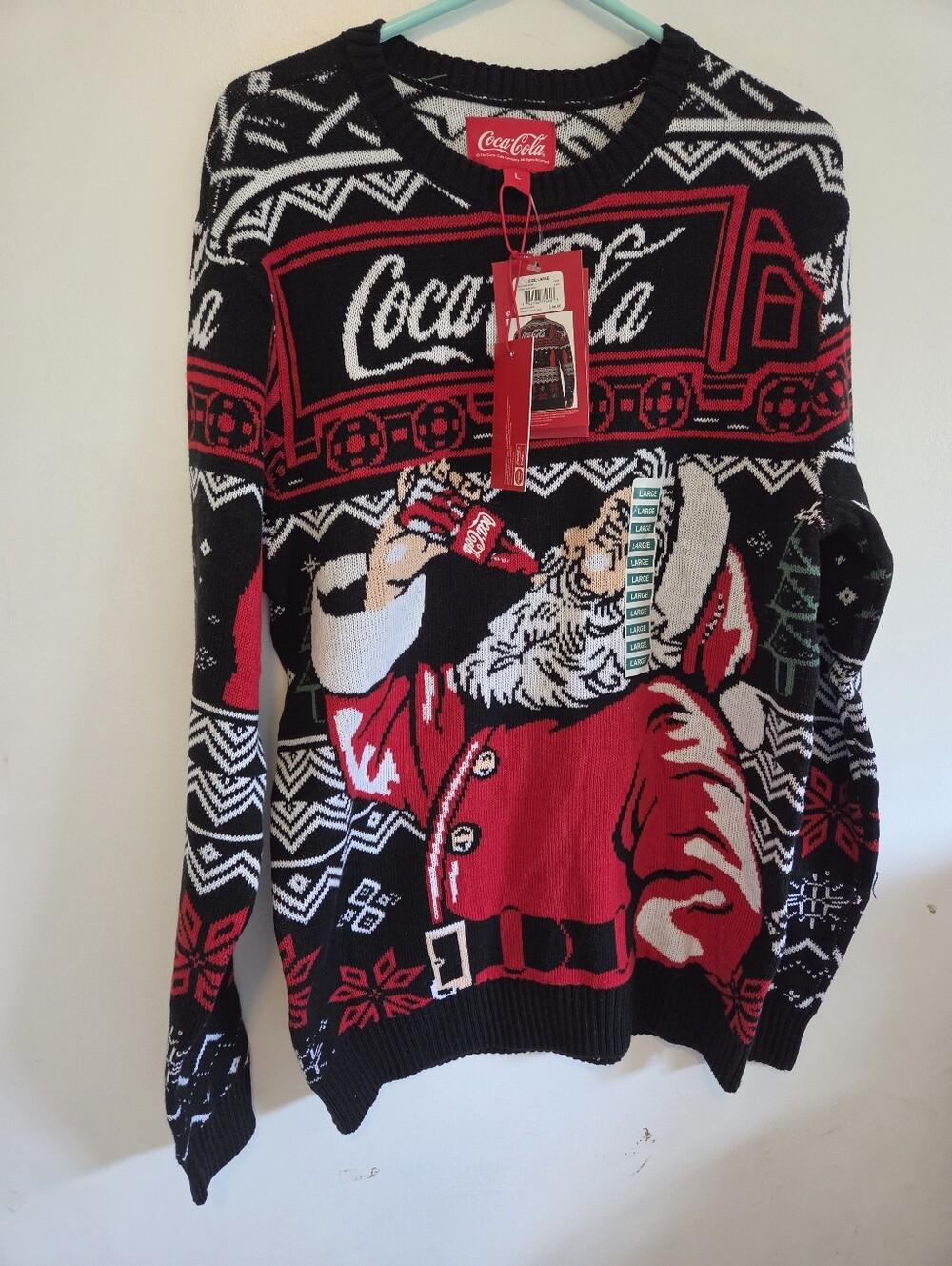 Ugly Christmas Black, Red & White Santa Crewneck Sweater